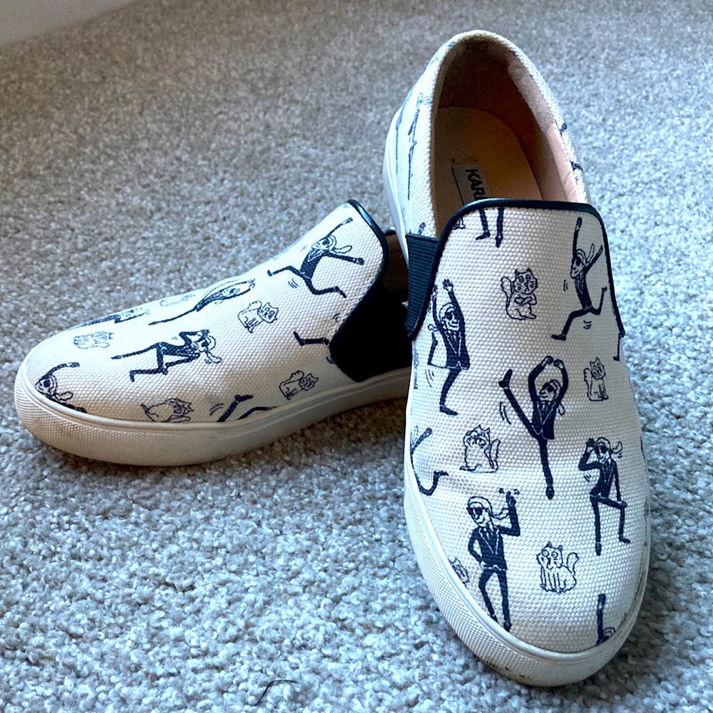 Dancing man and cats Karl Lagerfeld slip ons